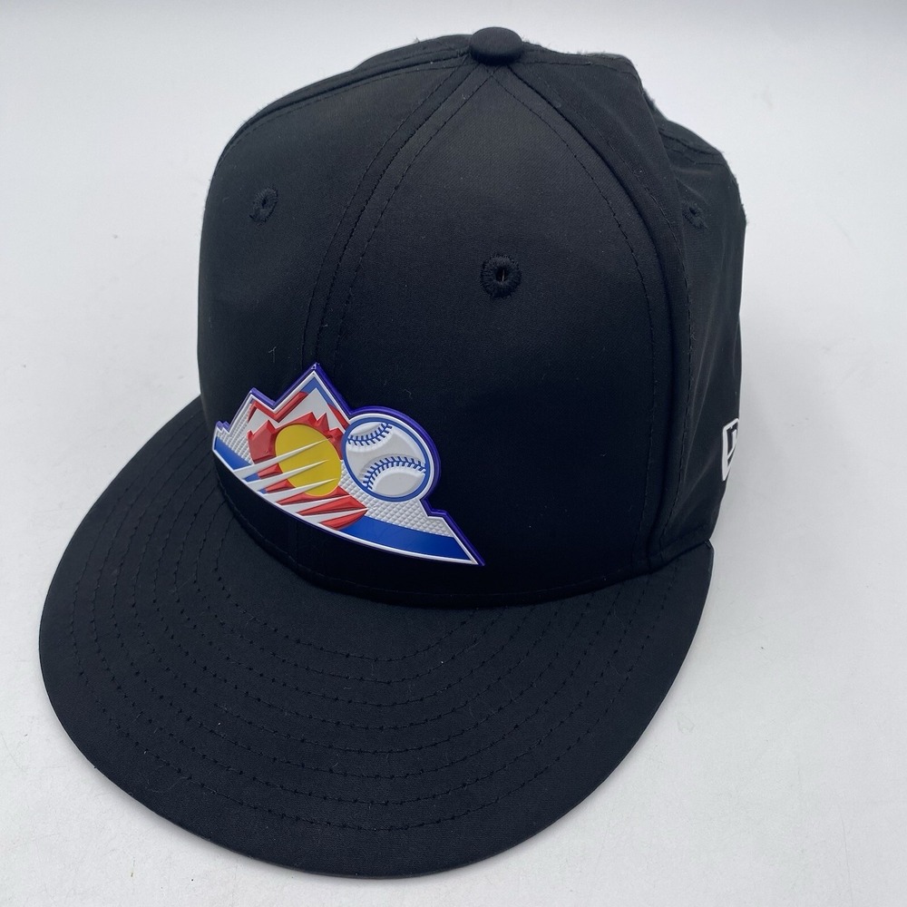 Colorado Rockies Hat‎ 3d Logo New Era 59Fifty Fitted Size 6 7/8 Black Retro LNC